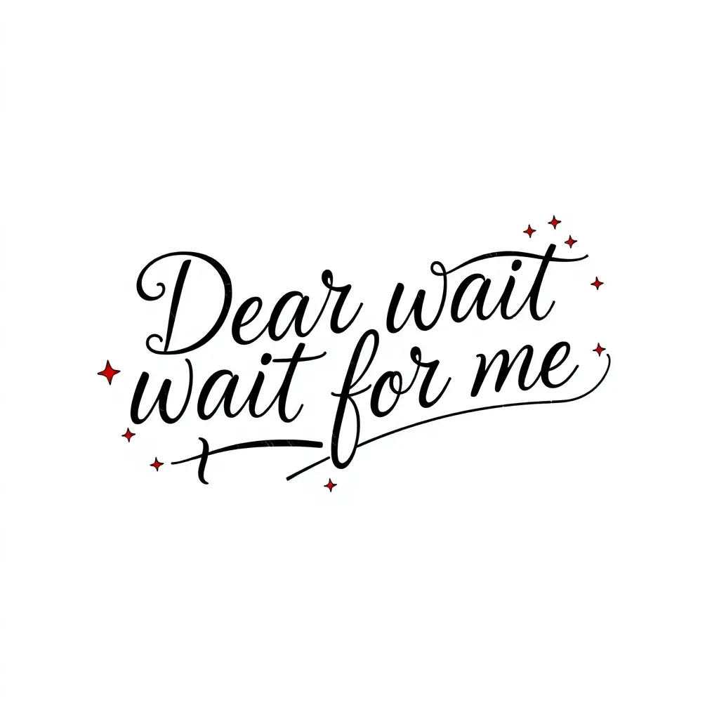 dear wait for me wording with simple lines and small stars  dövme