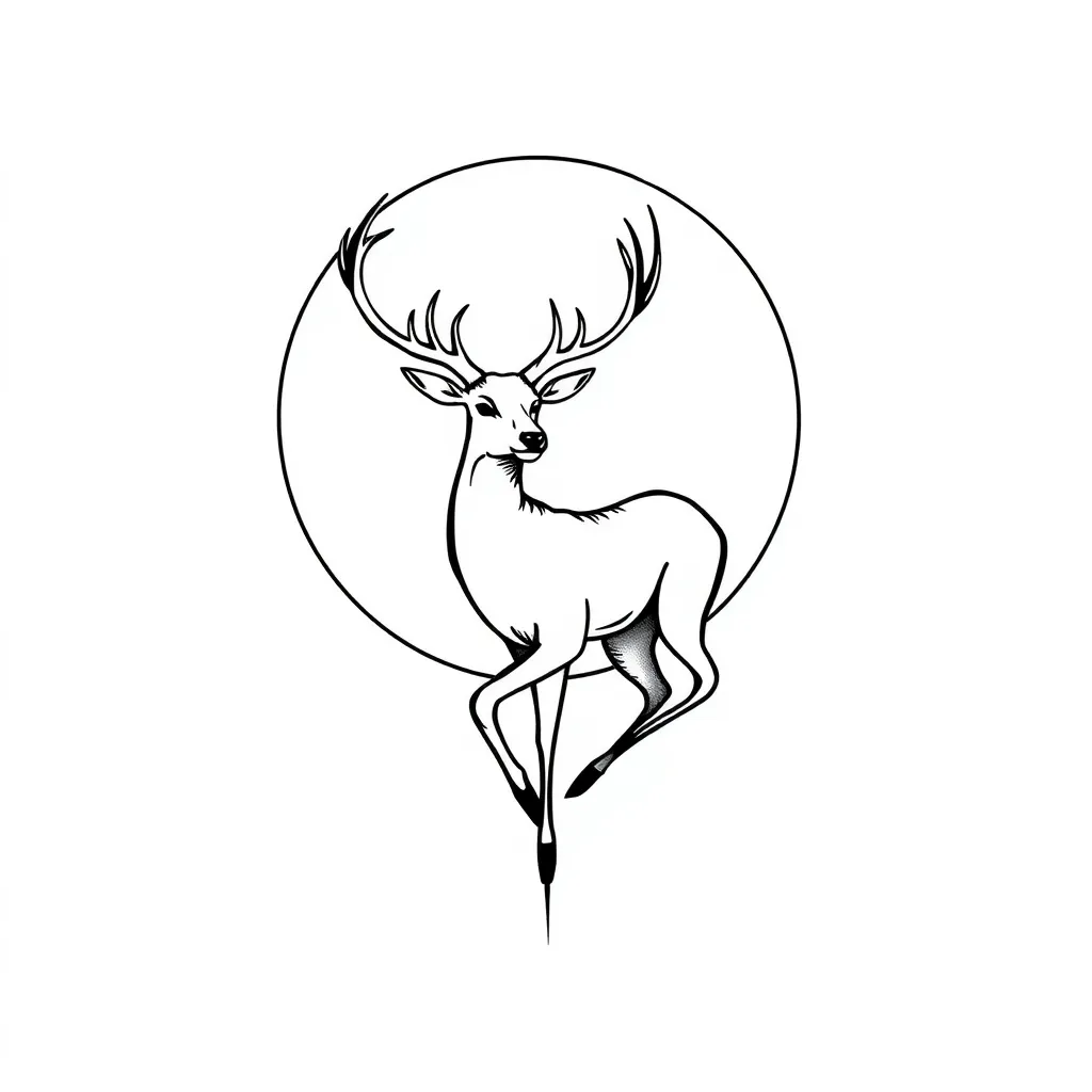 deer and moon tattoo