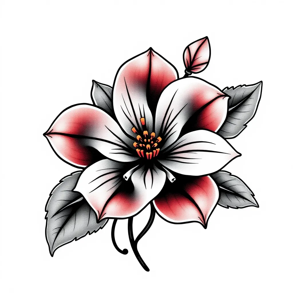 flor delicada preto e branco tatuaggio