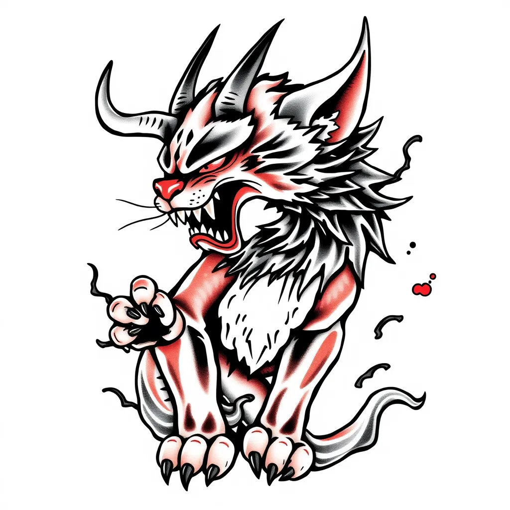 Demon cat  tattoo