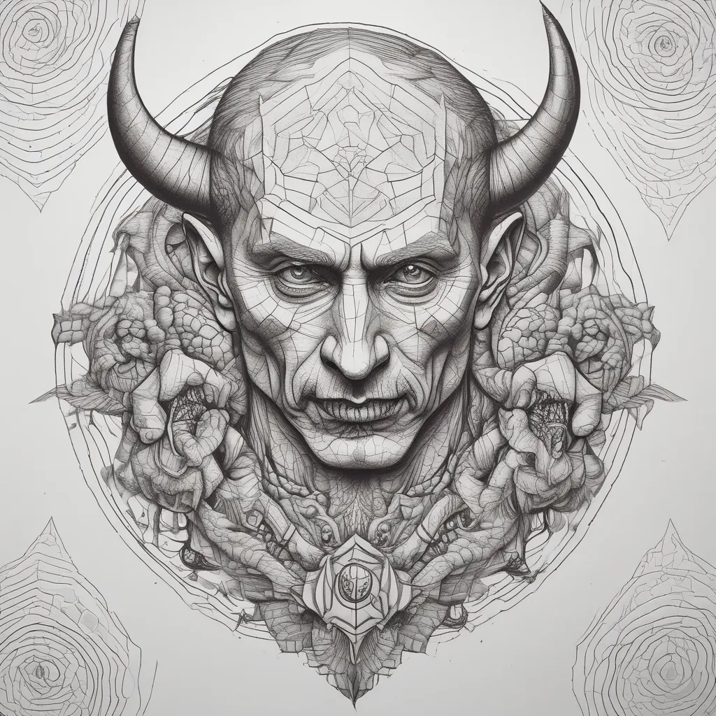 Demon eating Putin's head 문신