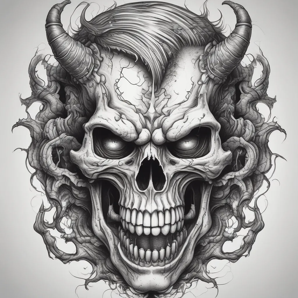 Demon skull ripping thru tatuaggio