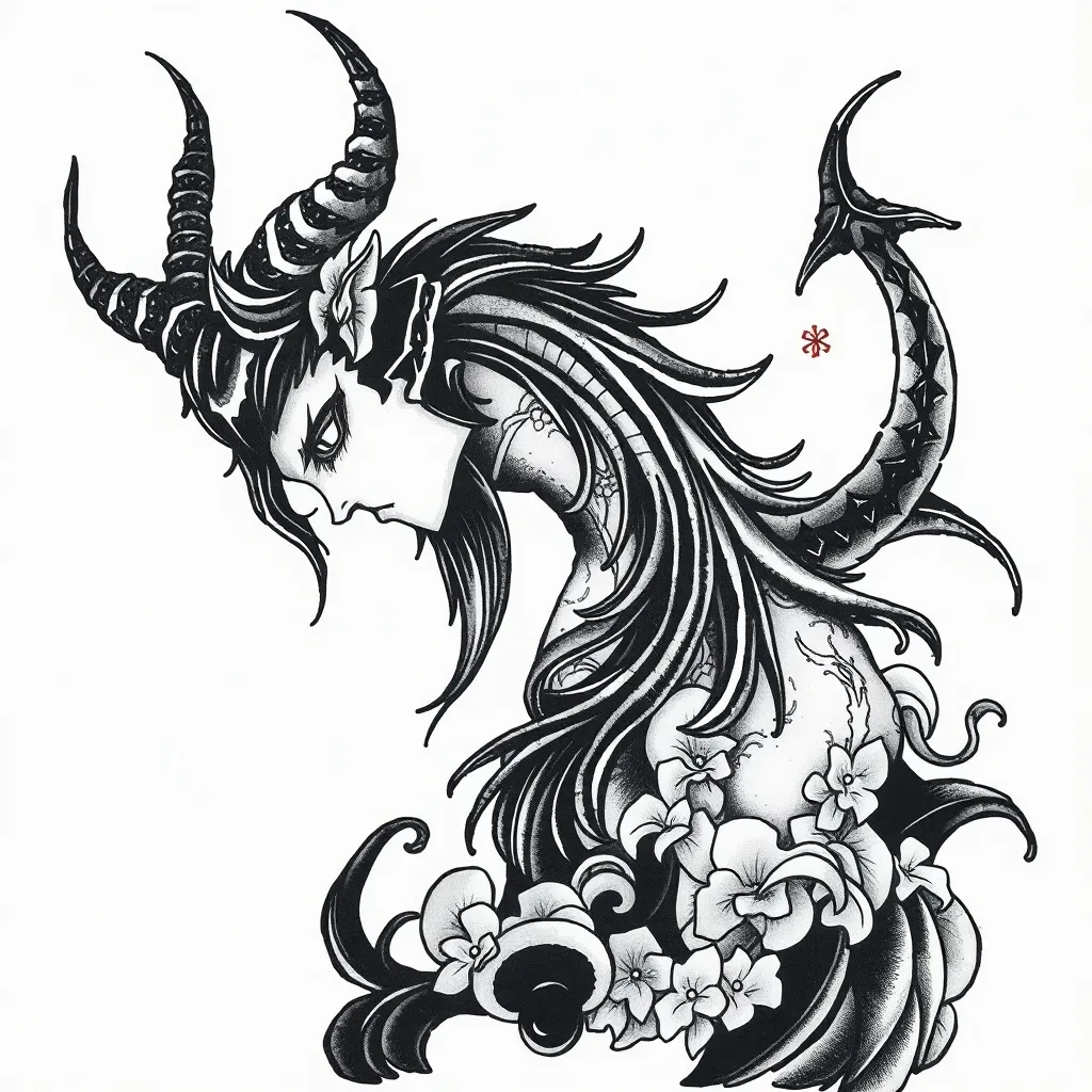 Demone solo linee tatuagem