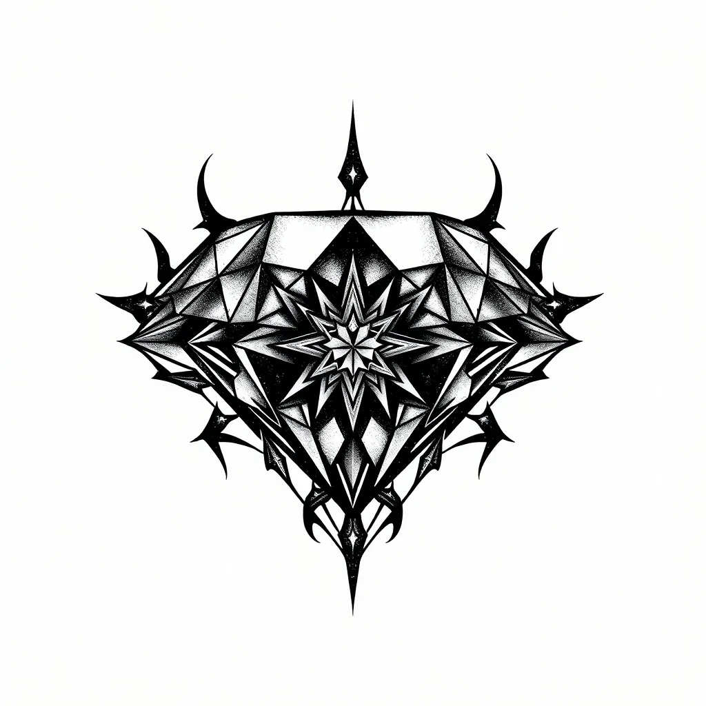 Diamante con ramificaciones geométricas tatuaggio