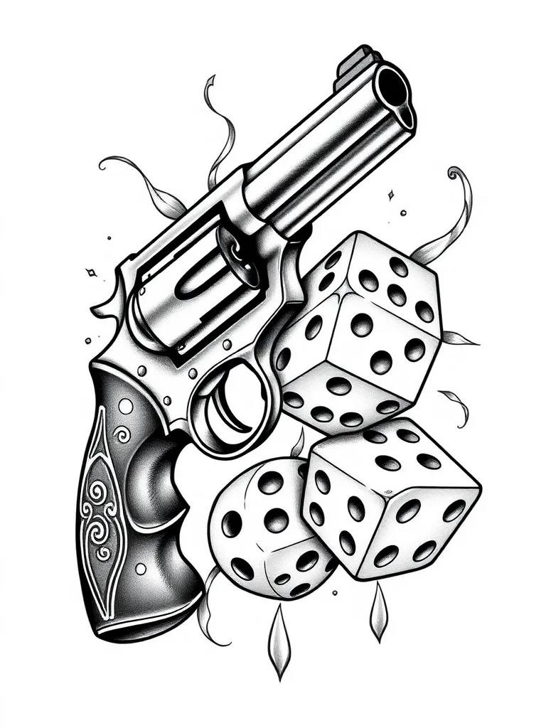 dice and revolver tattoo