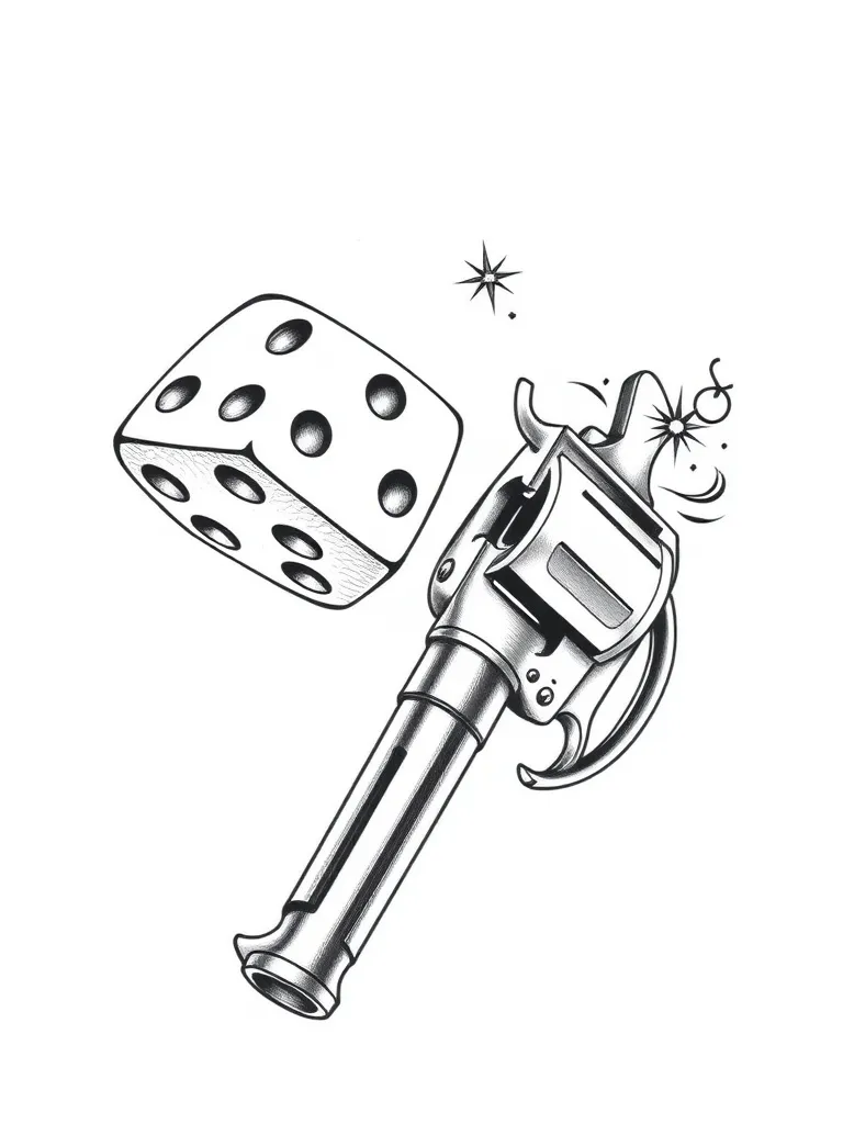 dice and revolver tattoo