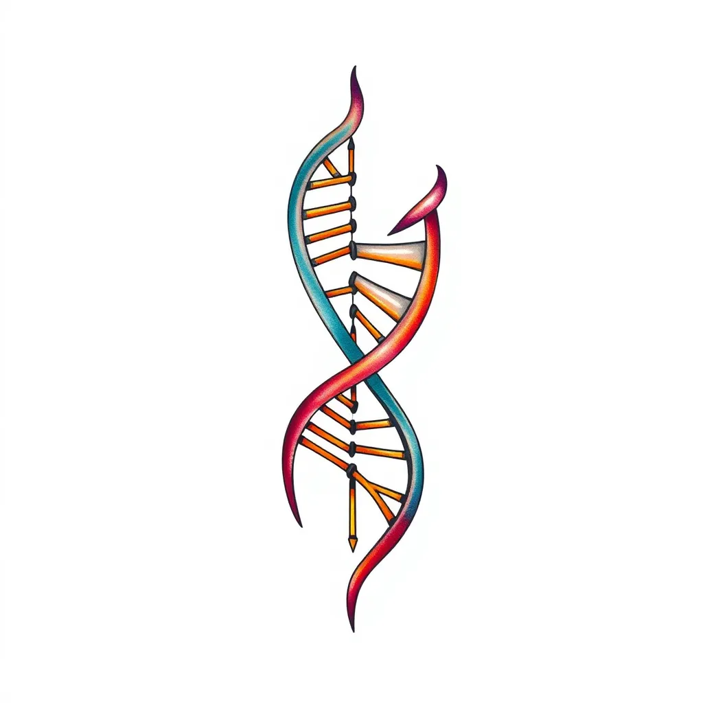 DNA helix with 2 birthdates tatouage