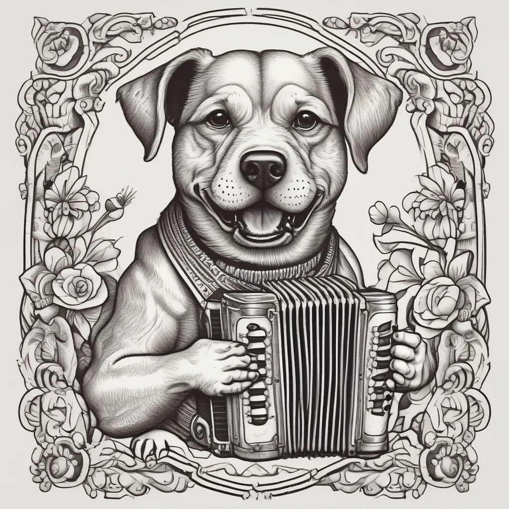 cachorro tocando sanfona tatuering