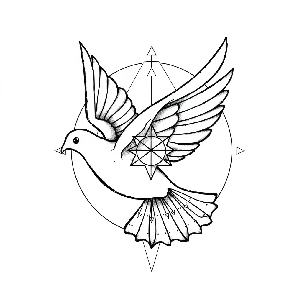 dove with lines tatuointi