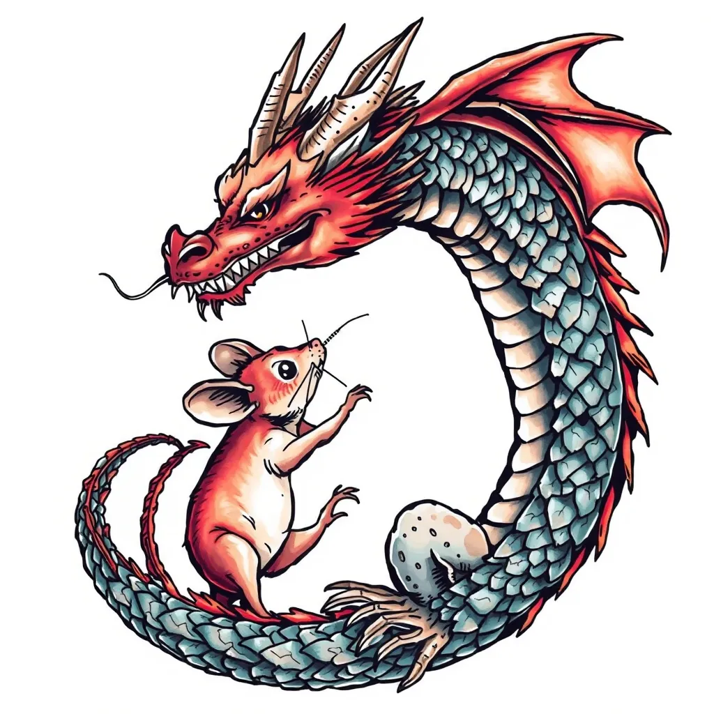 龙和鼠 문신