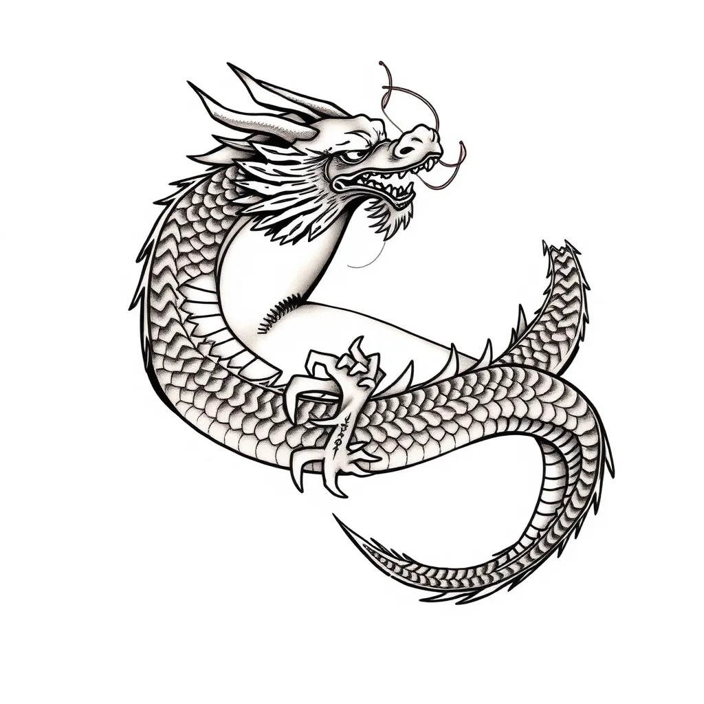 Dragon around the arm tattoo