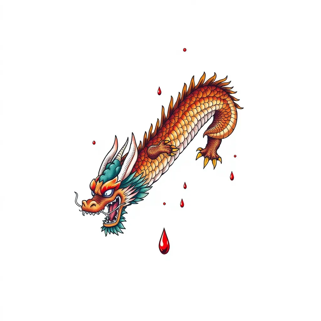 Dragon falling tattoo