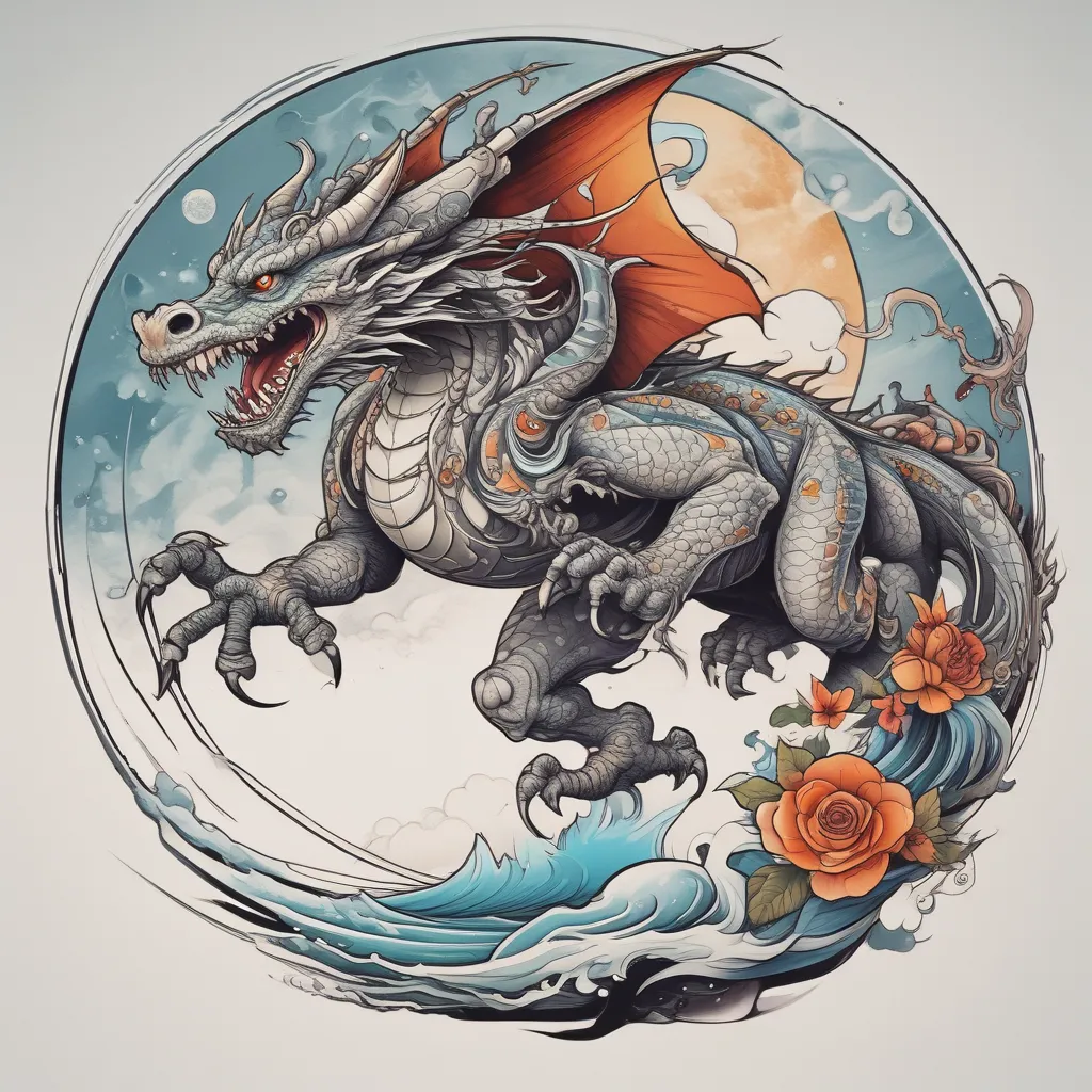 dragon run on the moon tatuagem