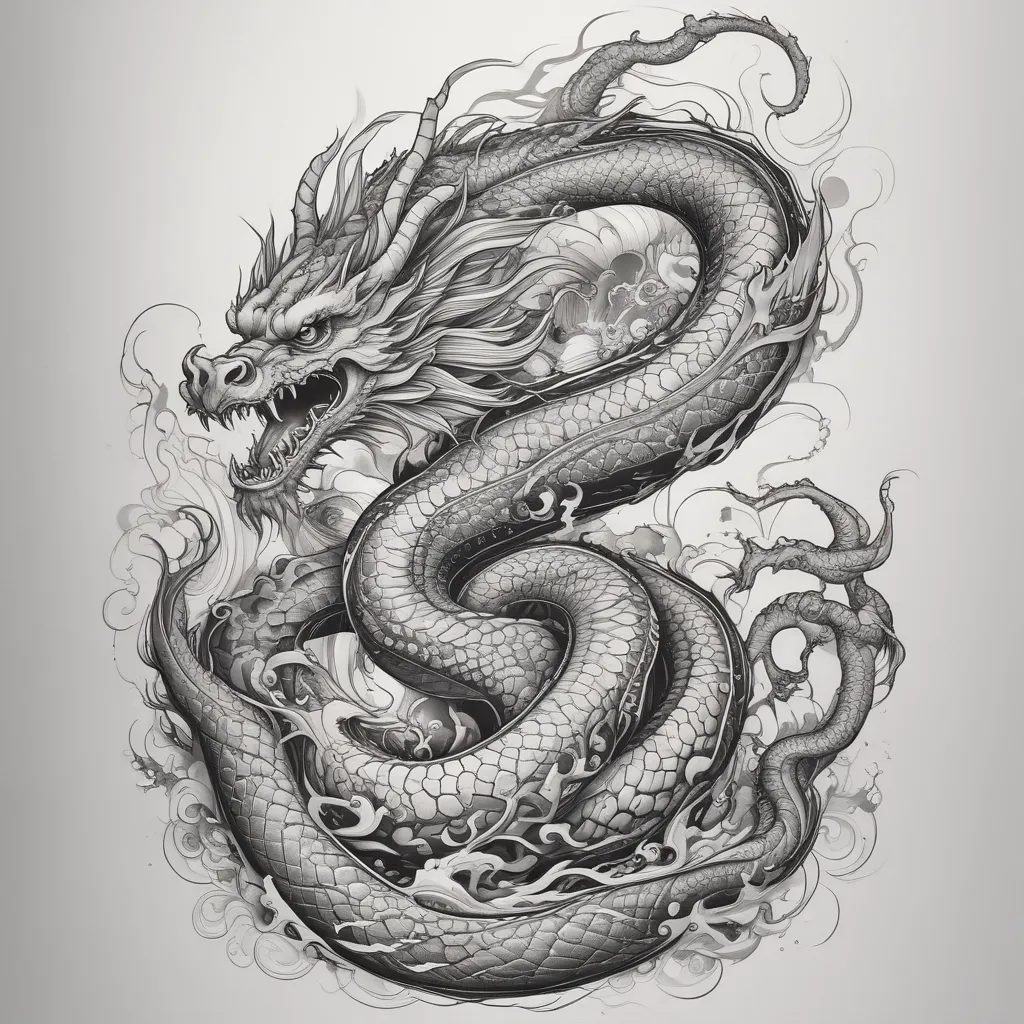 Dragon, wrapping around full leg टैटू