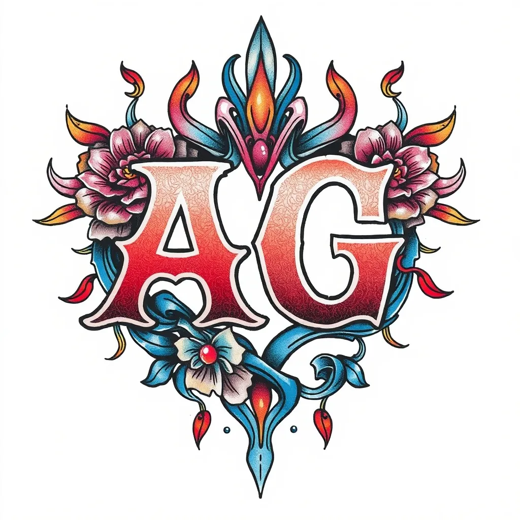 DIBUJOS CON LAS LETRAS AG tatuering
