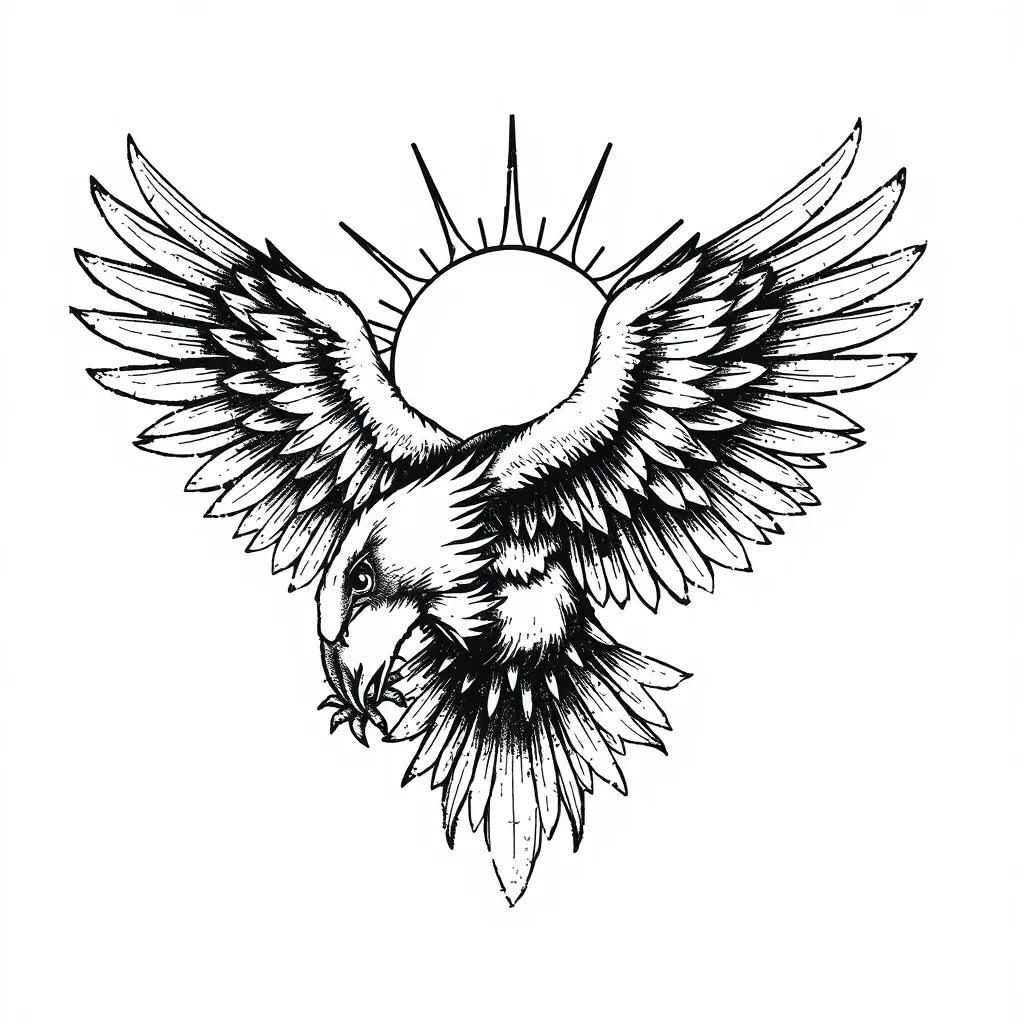 Eagle with sun 문신