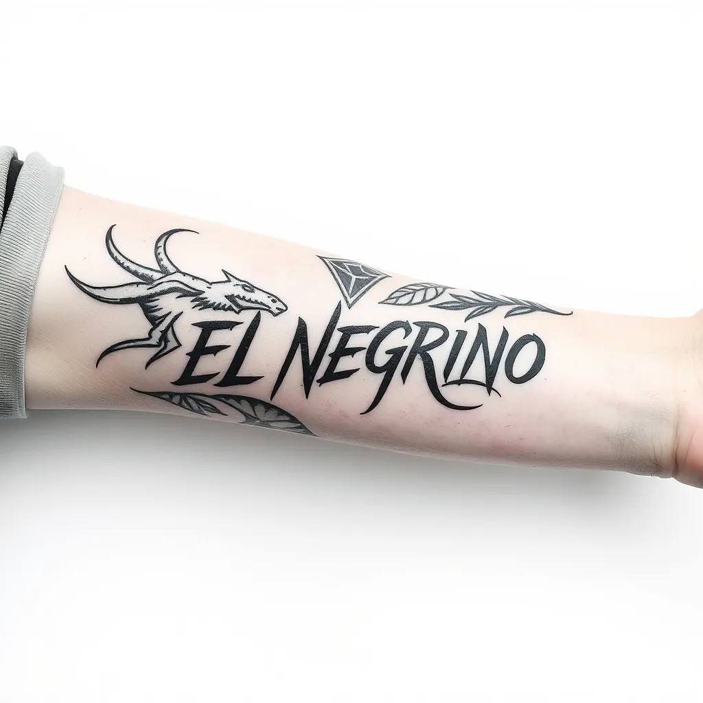 EL NEGRINO , en el antebrazo , blanco y negro  tatuering