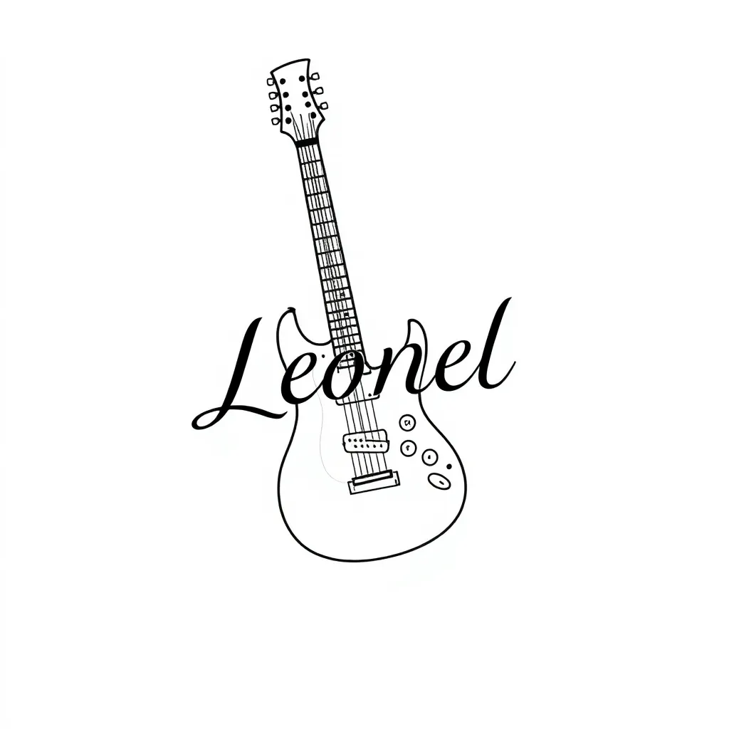 guitarra electrica + Leonel(nombre) tattoo