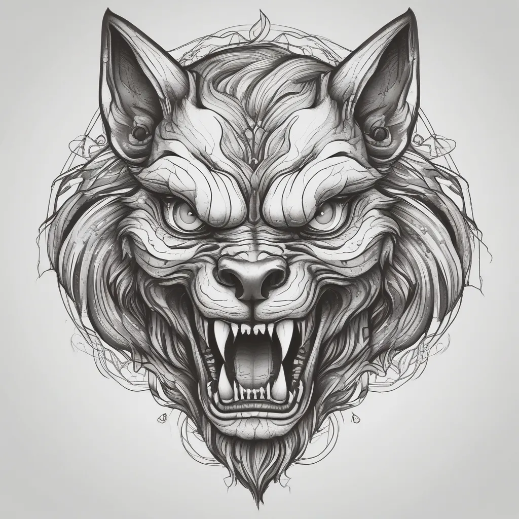 Evil werewolf head tattoo