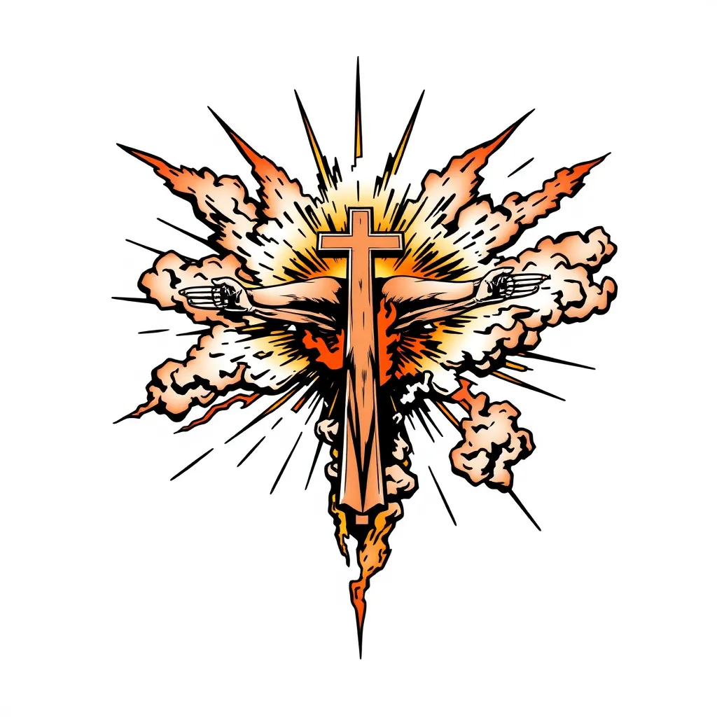 Explosion, Christian faith, expressing the pinnacle of everything tatuaggio