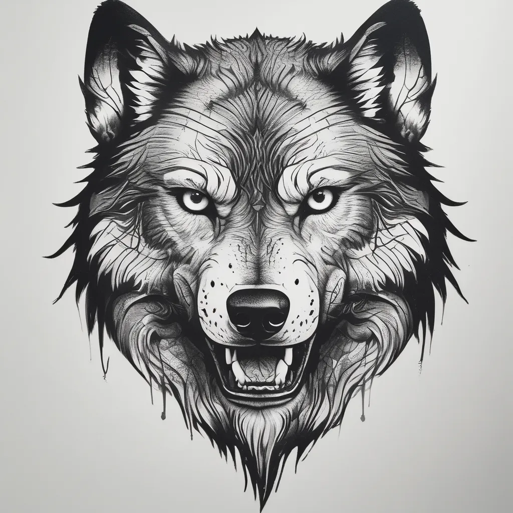 face de lobo raivoso e face de lobo calmo  tatuagem