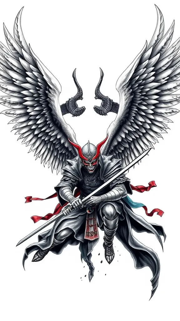 fallen angels with samurai татуировка