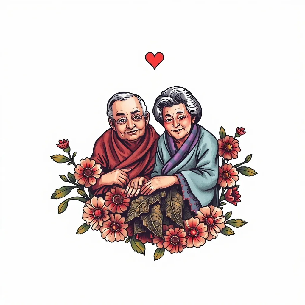 家庭爷爷奶奶外公外婆和我，时间，陪伴 tatuagem