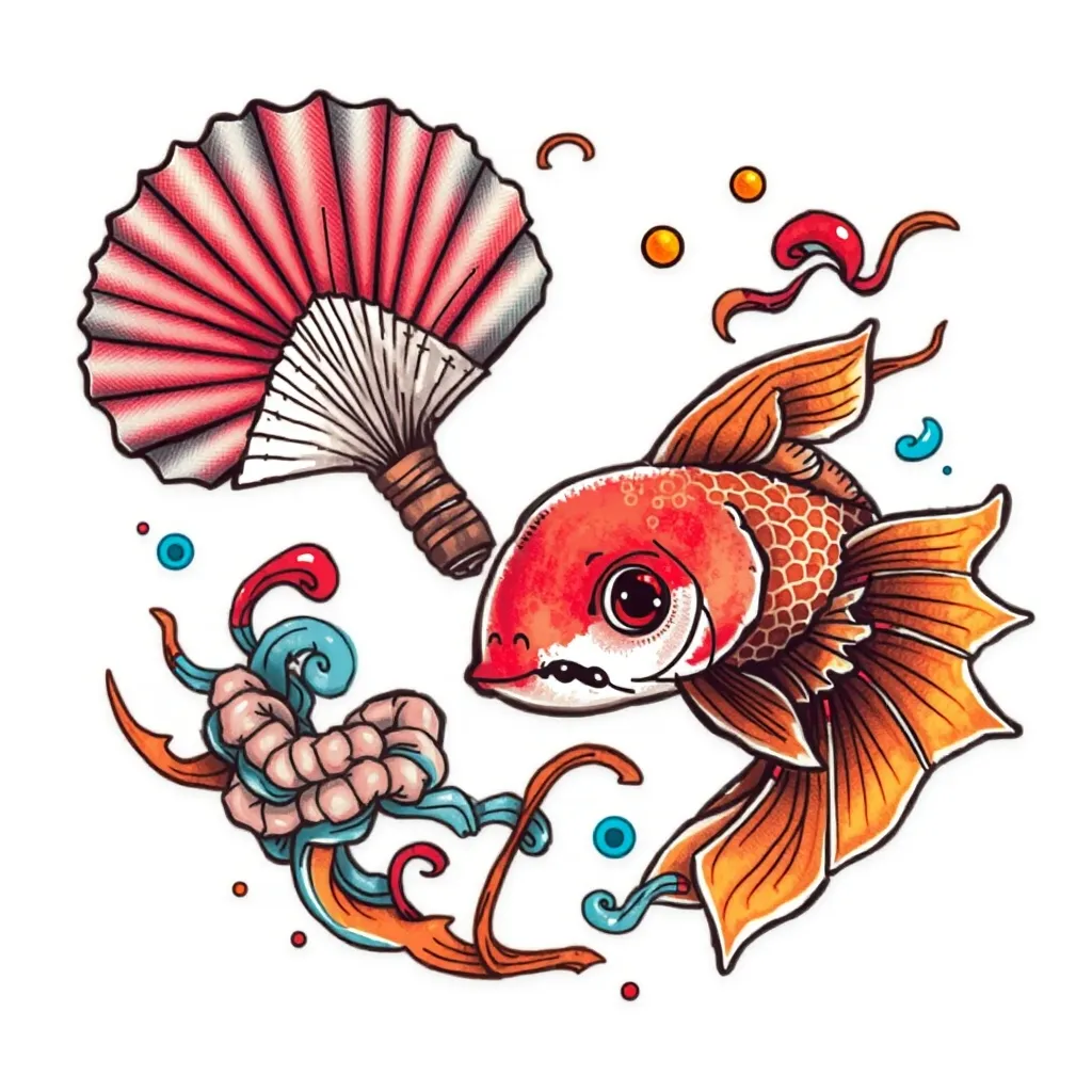 Fans, money, small fish tatuagem