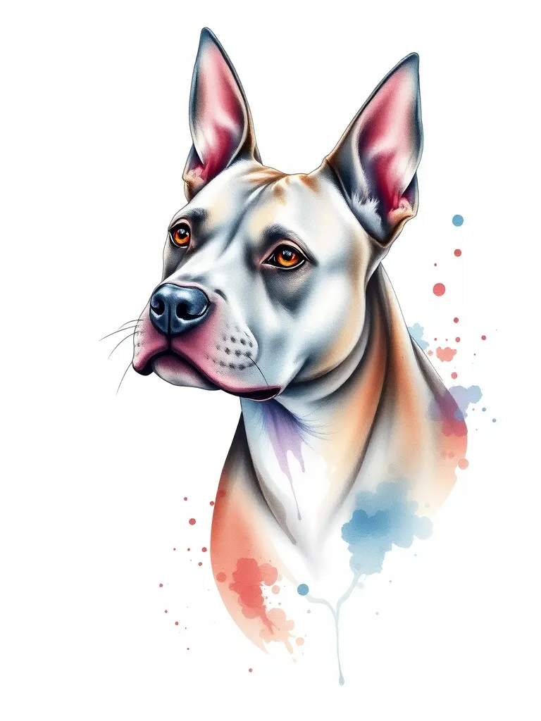 Female pitbull with pointy ears tattoo