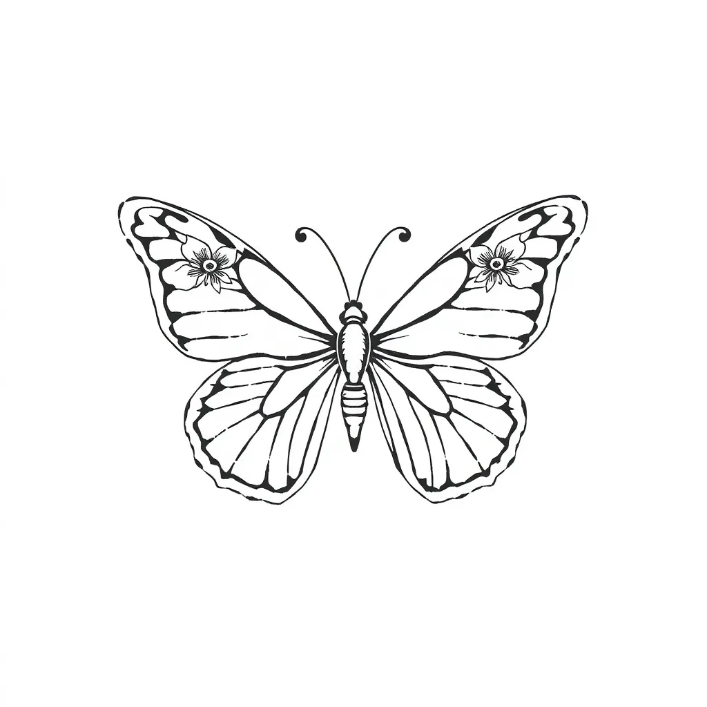 Borboleta floral  tatuering