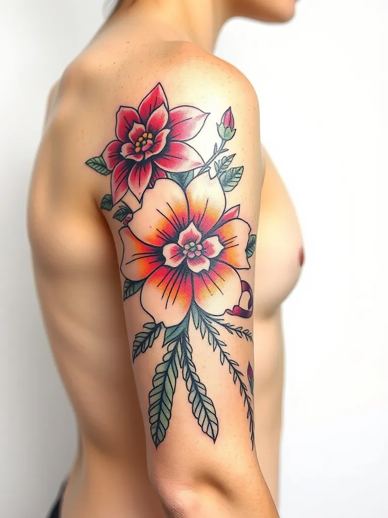 花朵的手臂纹身 主图是在模特身上的纹身 tatuaggio