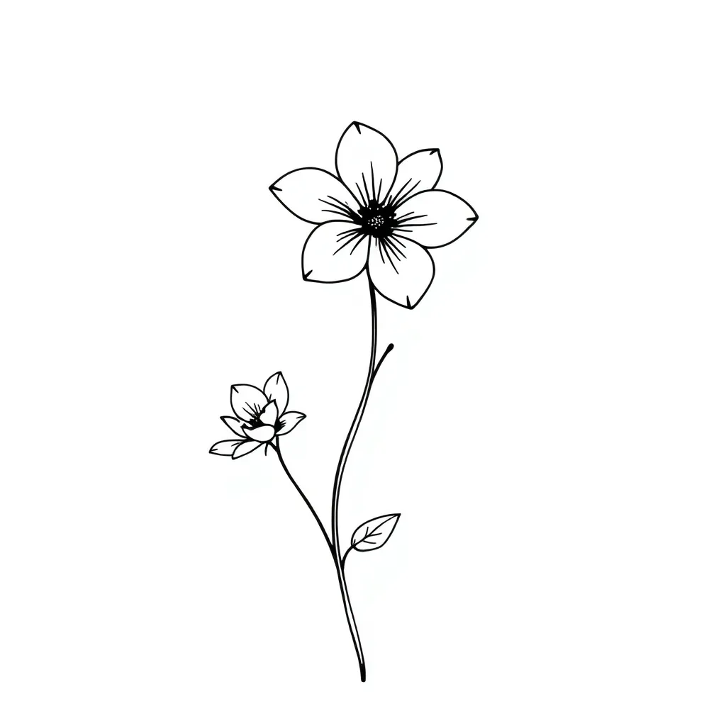 Flowers, long stalk tattoo