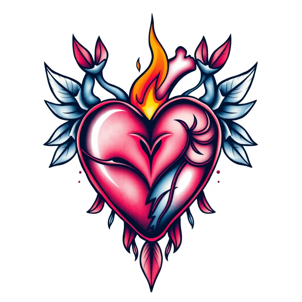 Follow your heart,burning heart tattoo