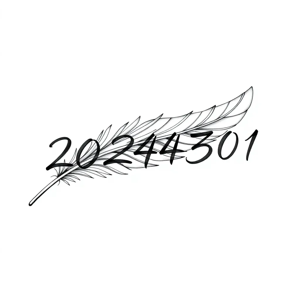 用“20240301”组成一个羽毛图案 tattoo