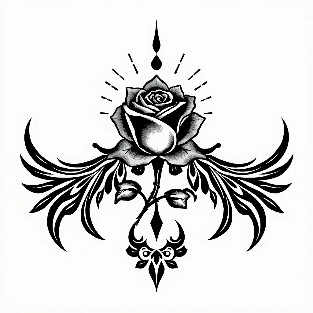 Freedom, rose, Tarot card Tätowierung