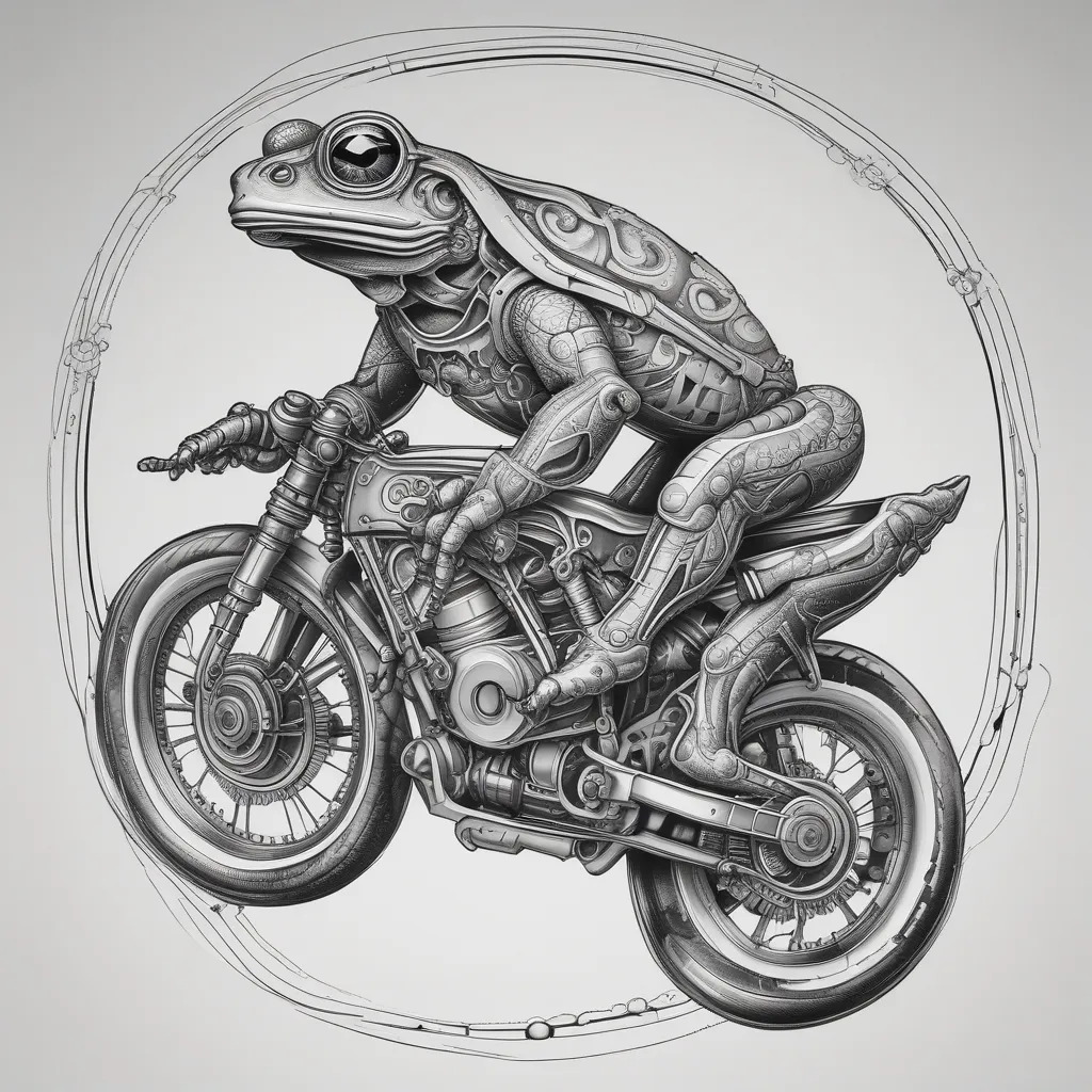 frog riding a motorcycle tatuagem