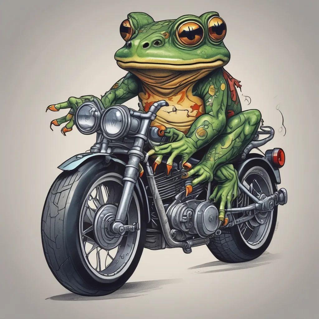 frog riding a motorcycle татуировка