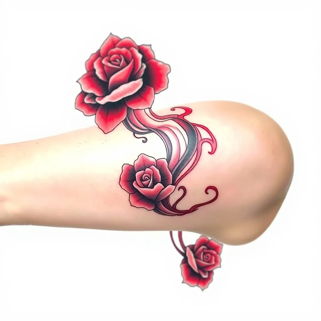 大臂到锁骨下方 玫瑰烟雾缠绕 tatouage