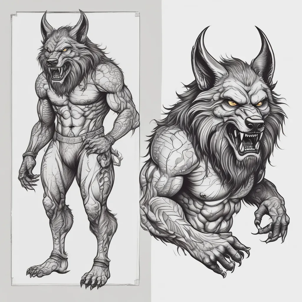 full body werewolf टैटू