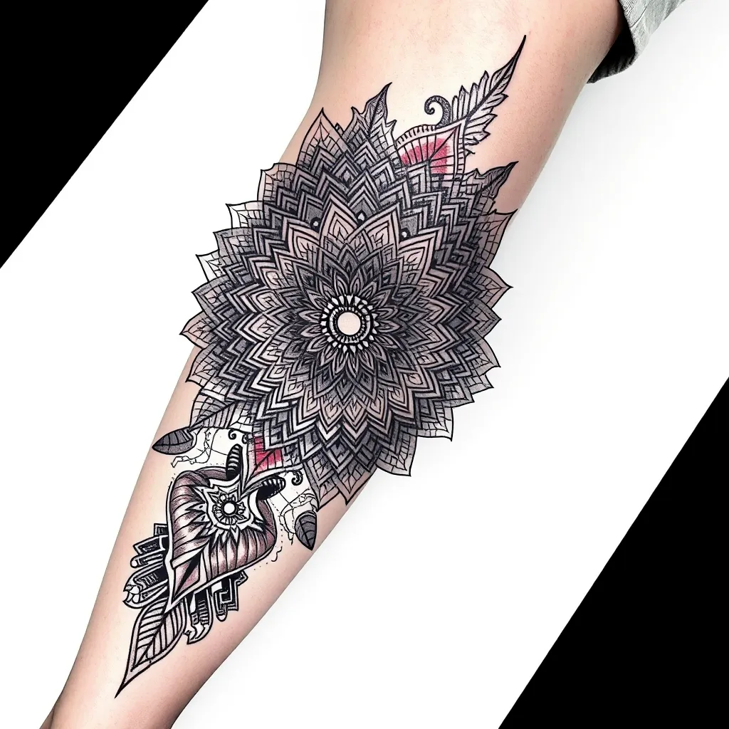mandala full color para una rodilla de distintos estilos tetování