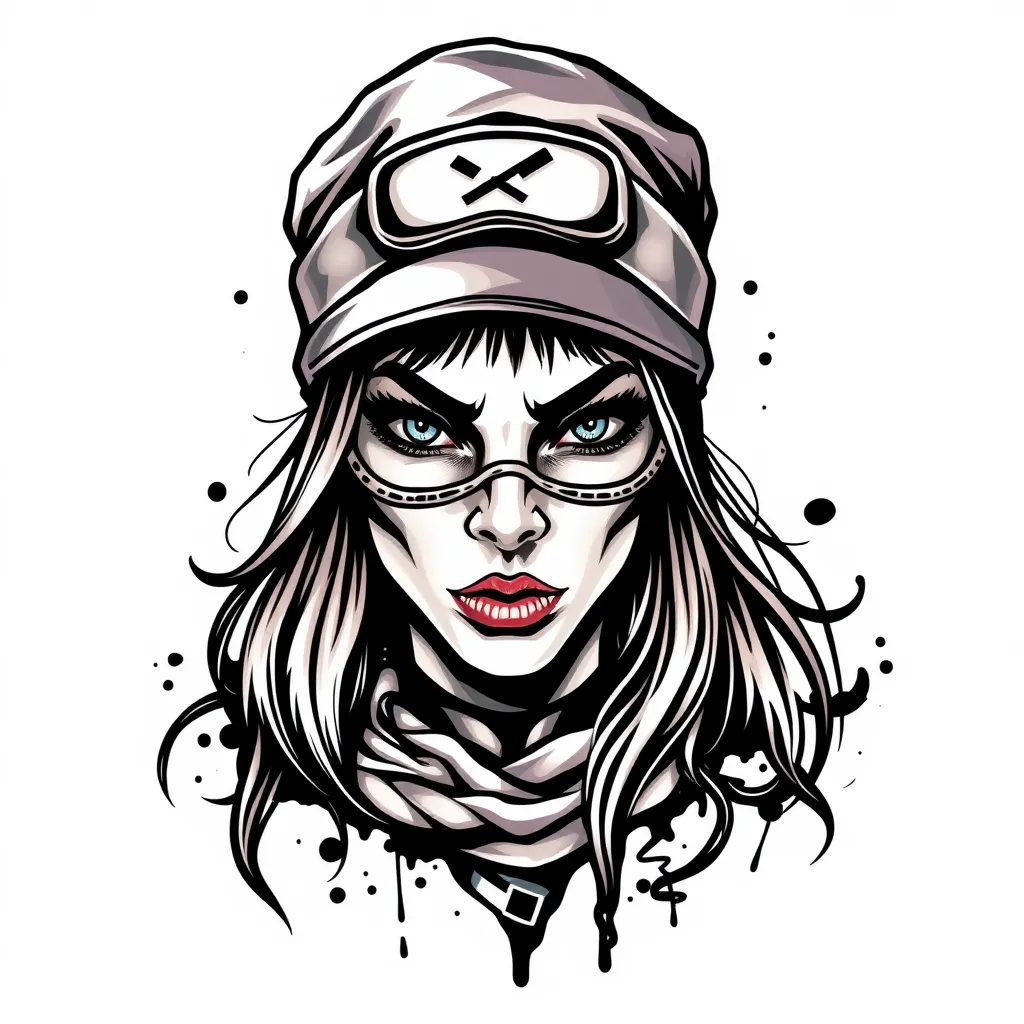 gangster girl face tattoo