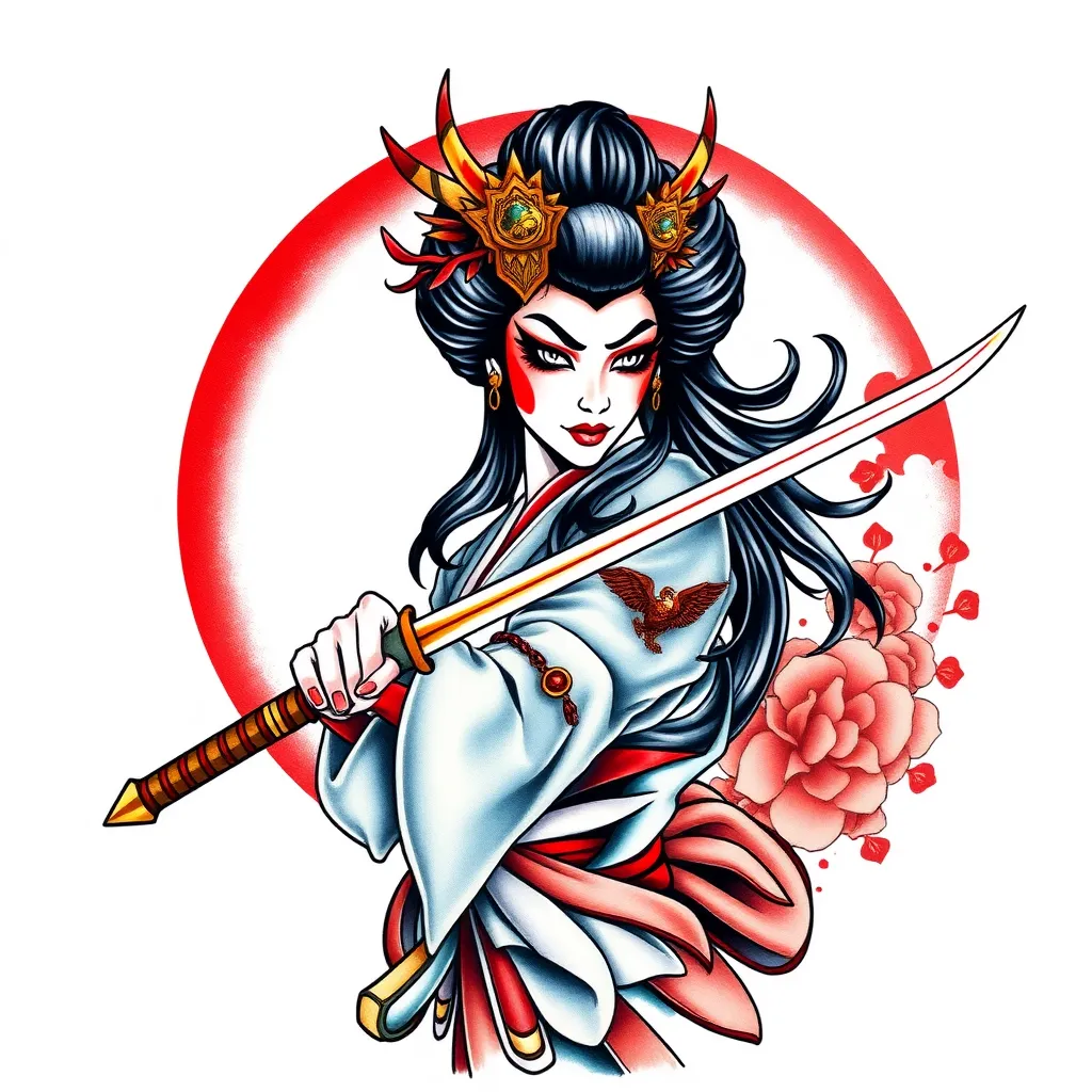 GEISHA WITH SWORD татуировка