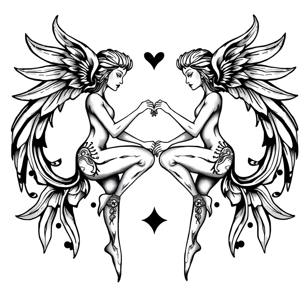 geminis, acuario, amor tatuaggio