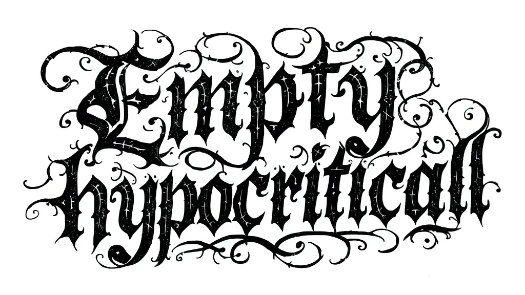 生成一个哥特体花字 内容是Empty hypocritical dövme