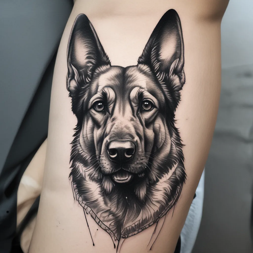 German shepherd realism tatuaggio