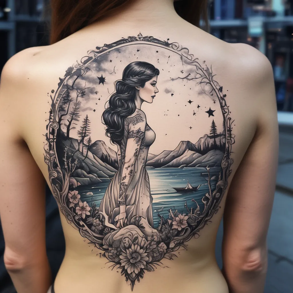 星空下河边少女仰望 tatuagem