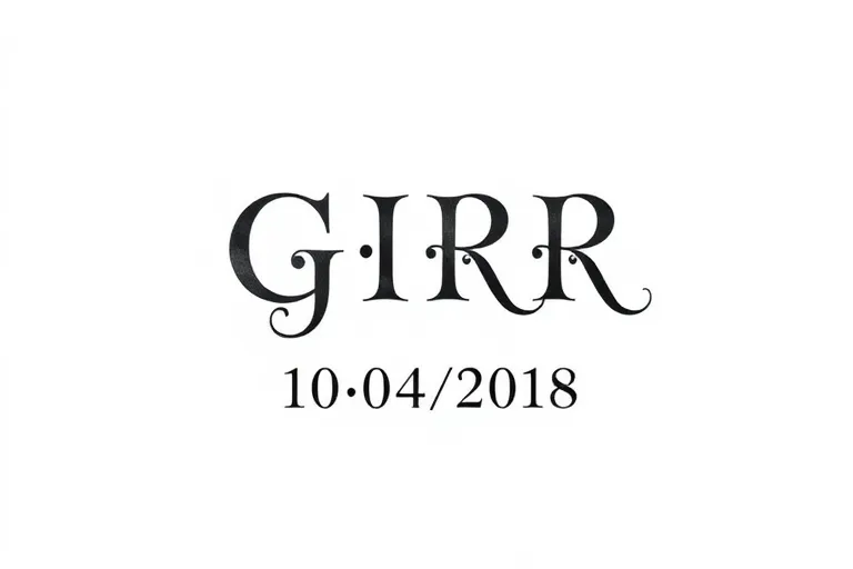 letras GIRR con una fecha 10/04/2018 τατουάζ