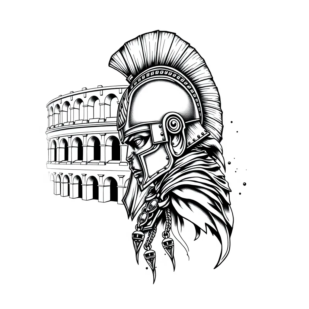 gladitatore con colosseo tattoo