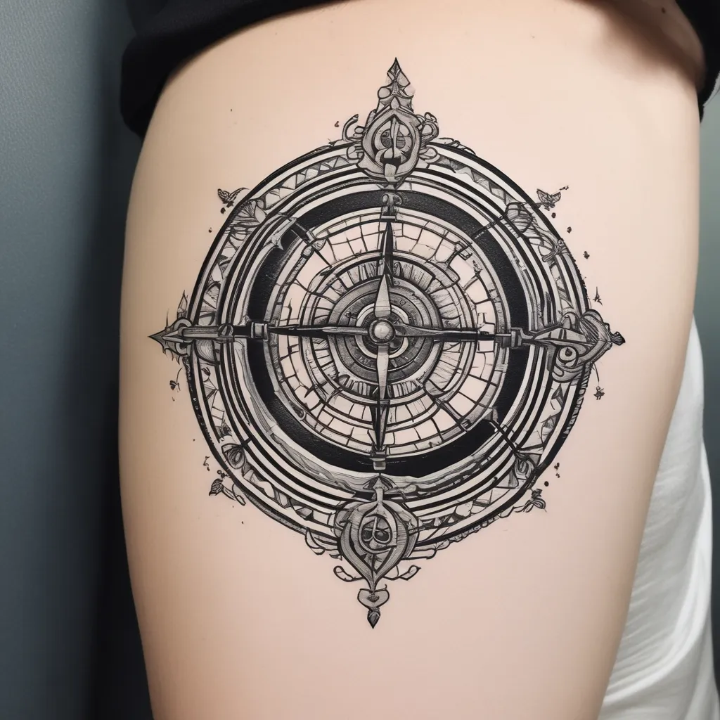 Globe with compass  tattoo