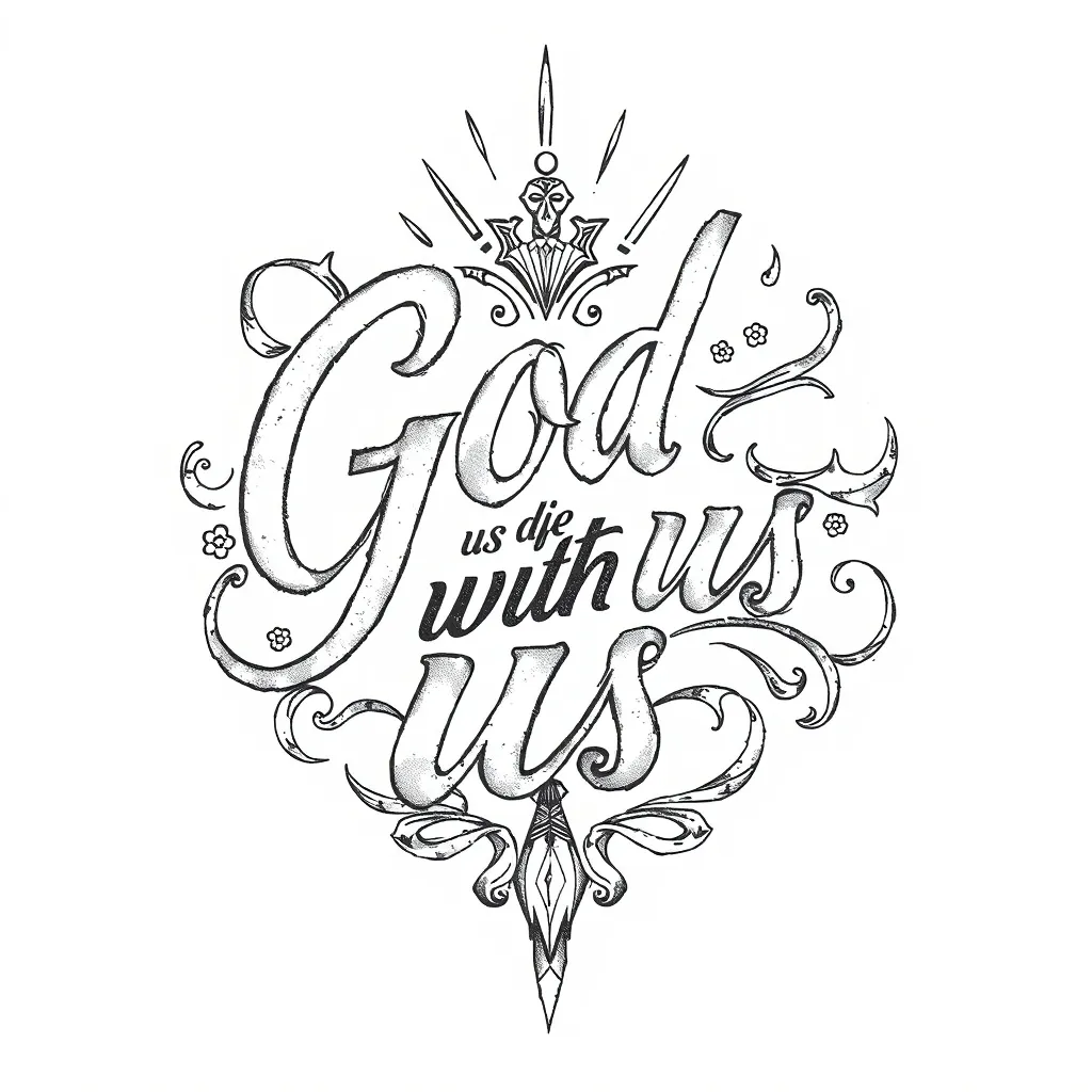 Dios con nosotros lettering en español  tetování